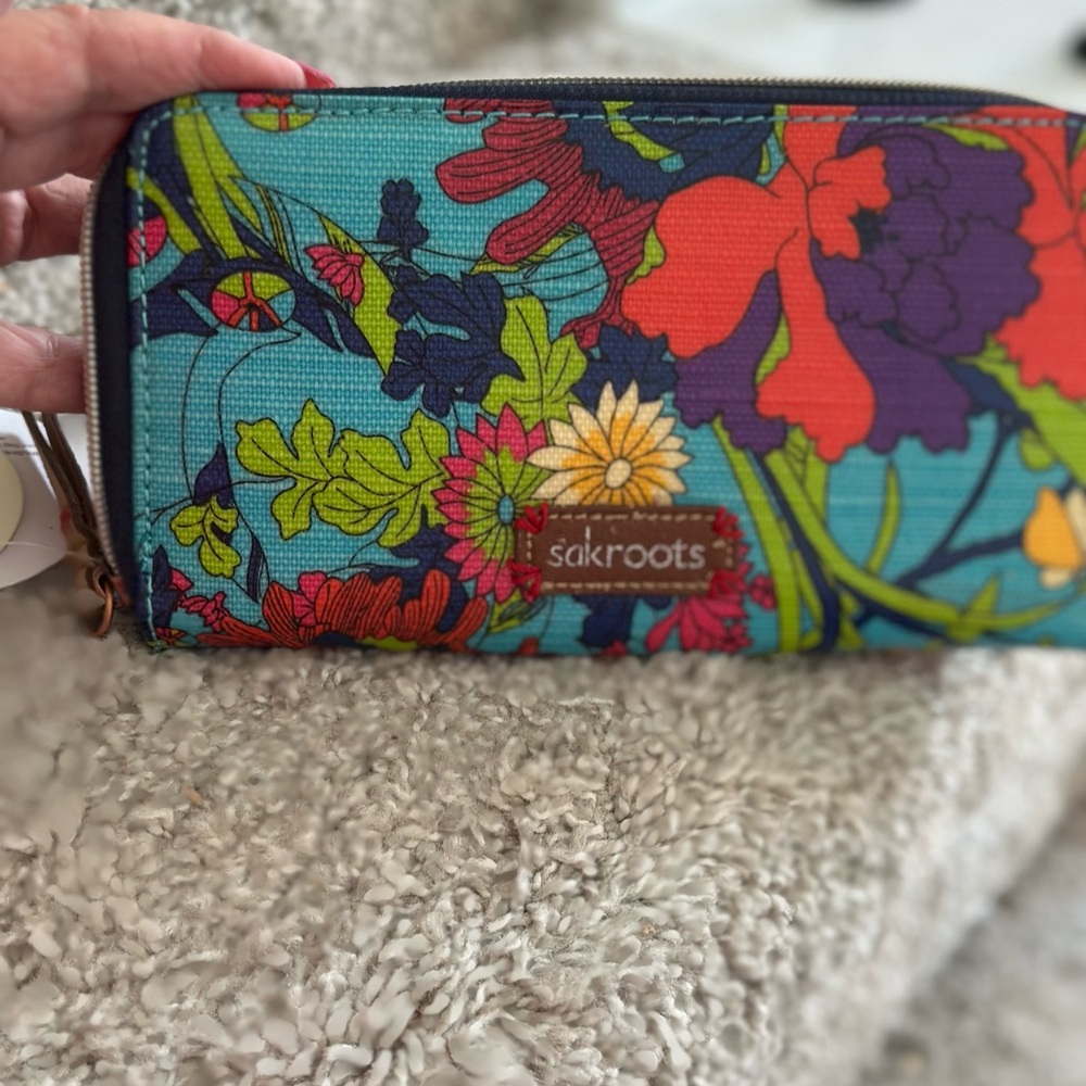 Sakroots Floral Teal Wallet
